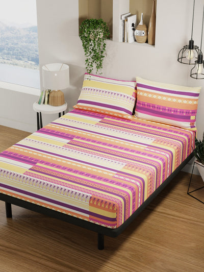 100% Pure Cotton Double Bedsheet With 2 Pillow Covers <small> (ornamental-multi)</small>