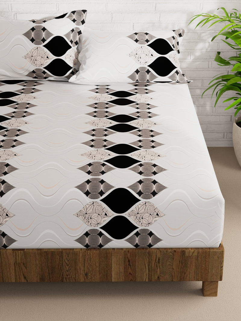 Extra Smooth Micro Double Bedsheet With 2 Pillow Covers <small> (geometric-black/multi)</small>