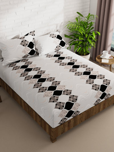Extra Smooth Micro Double Bedsheet With 2 Pillow Covers <small> (geometric-black/multi)</small>