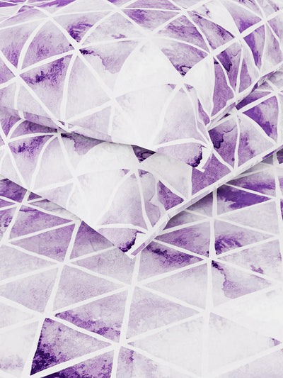 100% Pure Cotton Double Bedsheet With 2 Pillow Covers <small> (geometric-lilac)</small>