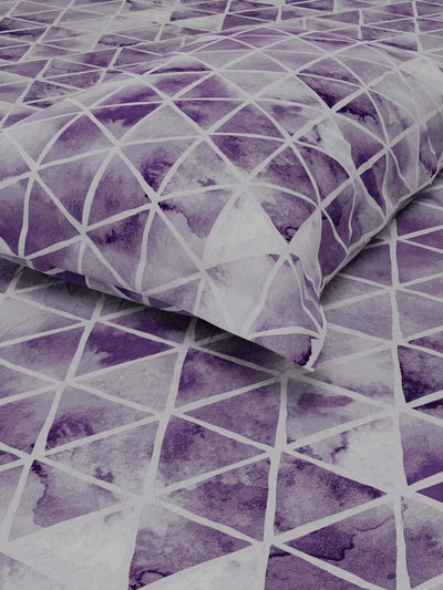 Soft 100% Natural Cotton Single Bedsheet With 1 Pillow Cover <small> (geometric-lilac)</small>