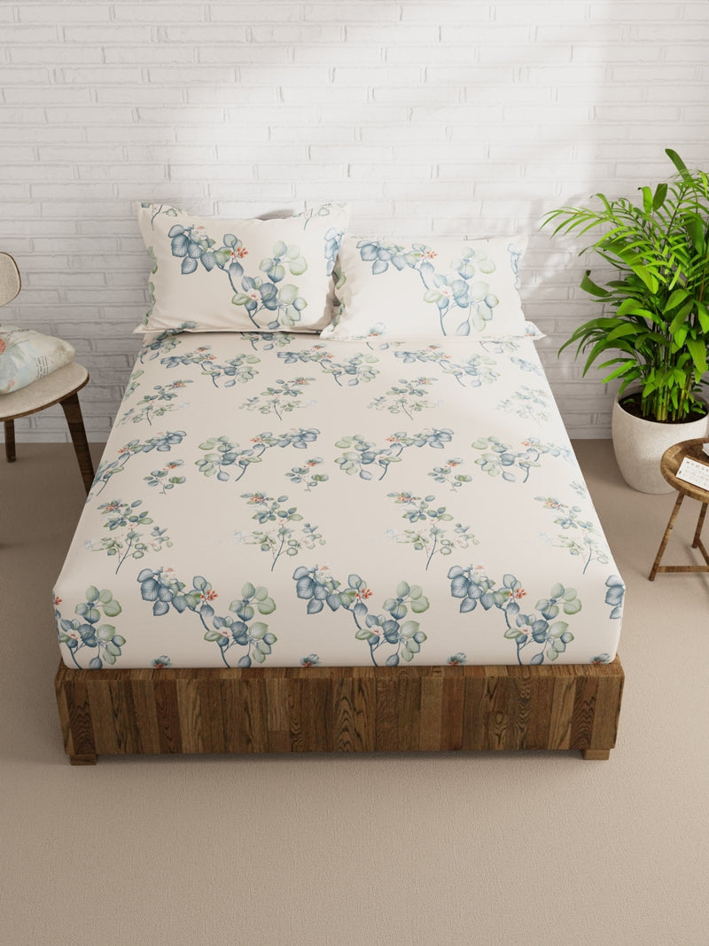 Extra Smooth Micro Double Bedsheet With 2 Pillow Covers <small> (floral-ivory/multi)</small>