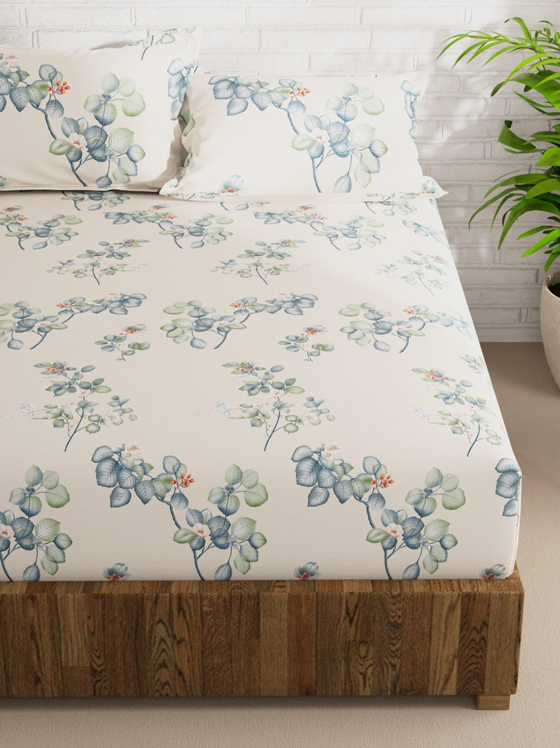 Extra Smooth Micro Double Bedsheet With 2 Pillow Covers <small> (floral-ivory/multi)</small>