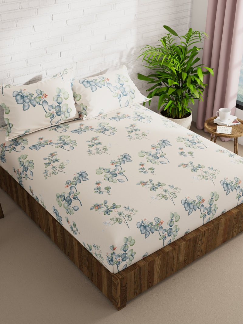 Extra Smooth Micro Double Bedsheet With 2 Pillow Covers <small> (floral-ivory/multi)</small>