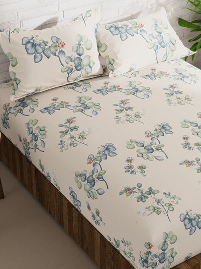 Extra Smooth Micro Double Bedsheet With 2 Pillow Covers <small> (floral-ivory/multi)</small>