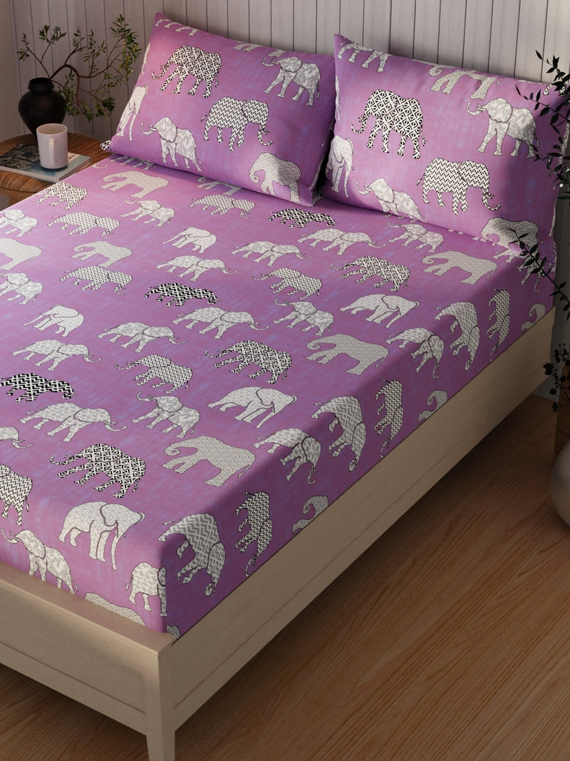 Extra Smooth Cotton Double Bedsheet With 2 Pillow Covers <small> (ornamental-lilac)</small>