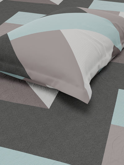 Extra Smooth Micro Single Bedsheet With 1 Pillow Cover <small> (geometric-blue/multi)</small>