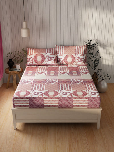 Extra Smooth Cotton Double Bedsheet With 2 Pillow Covers <small> (ornamental-burgundy/multi)</small>