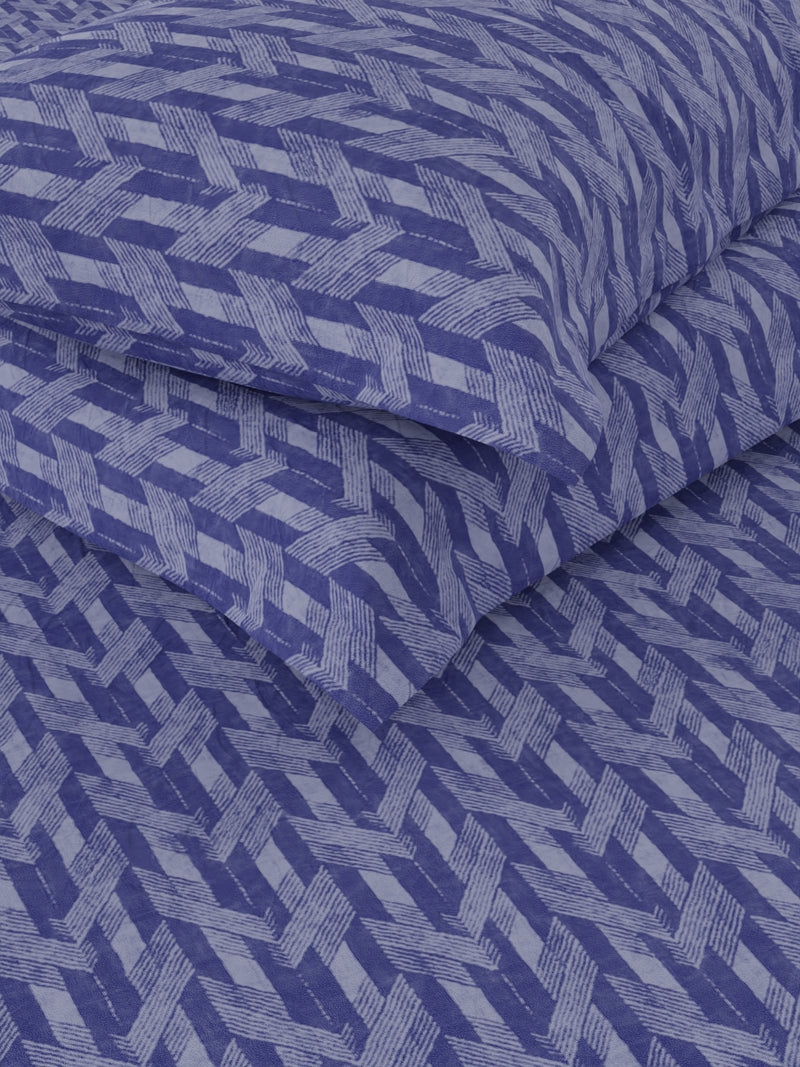 Extra Smooth Cotton Double Bedsheet With 2 Pillow Covers <small> (geometric-indigo)</small>