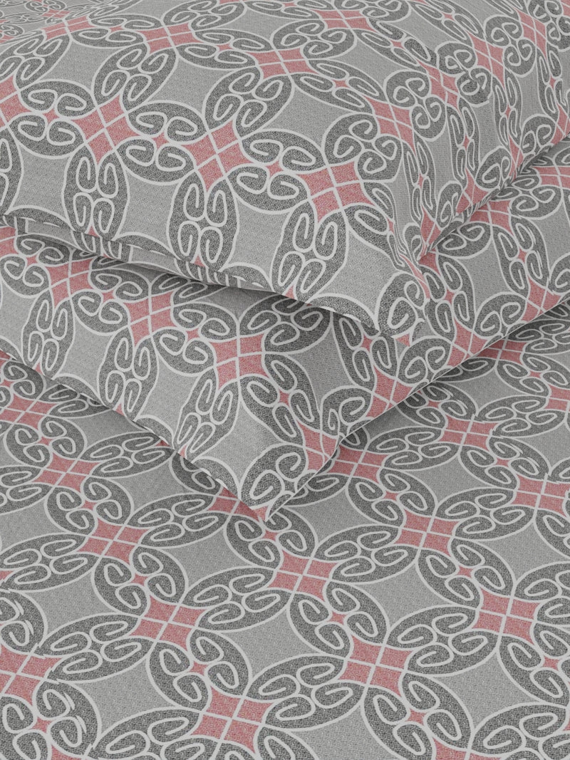 Extra Smooth Cotton Double Bedsheet With 2 Pillow Covers <small> (ornamental-grey/red)</small>