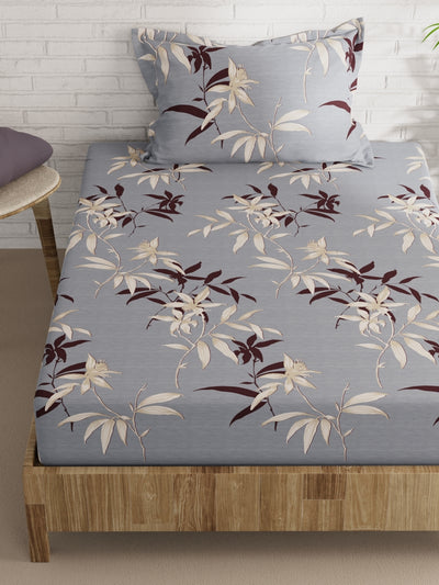 Extra Smooth Micro Single Bedsheet With 1 Pillow Cover <small> (floral-blue)</small>