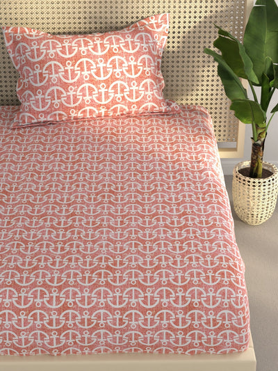 Extra Smooth Polycotton Single Bedsheet With 1 Pillow Cover <small> (ornamental-beige)</small>