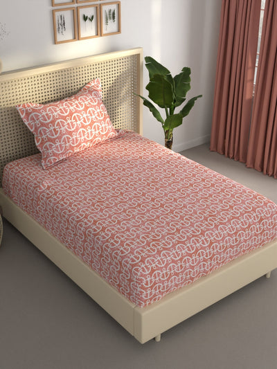 Extra Smooth Polycotton Single Bedsheet With 1 Pillow Cover <small> (ornamental-beige)</small>
