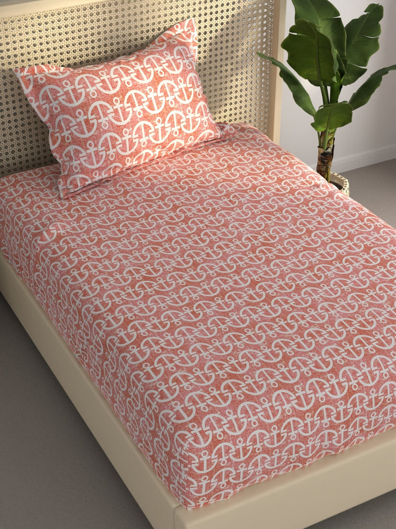 Extra Smooth Polycotton Single Bedsheet With 1 Pillow Cover <small> (ornamental-beige)</small>