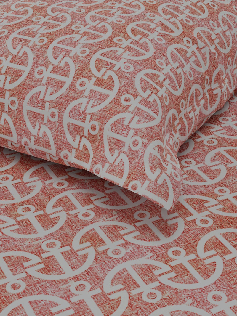 Extra Smooth Polycotton Single Bedsheet With 1 Pillow Cover <small> (ornamental-beige)</small>