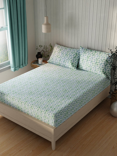 Extra Smooth Cotton Double Bedsheet With 2 Pillow Covers <small> (ornamental-green)</small>