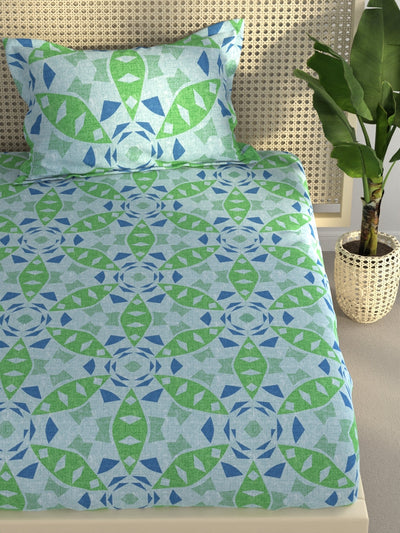 Extra Smooth Polycotton Single Bedsheet With 1 Pillow Cover <small> (ornamental-green)</small>
