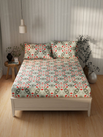 Extra Smooth Cotton Double Bedsheet With 2 Pillow Covers <small> (ornamental-grey)</small>