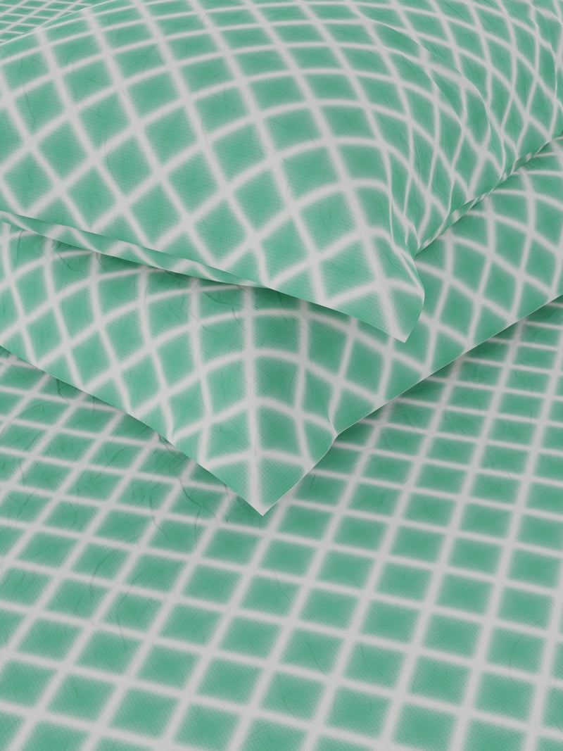 Extra Smooth Cotton Double Bedsheet With 2 Pillow Covers <small> (geometric-seagreen)</small>