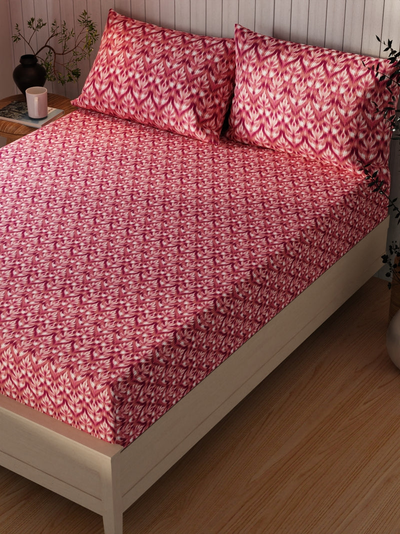 Extra Smooth Cotton Double Bedsheet With 2 Pillow Covers <small> (abstract-wine)</small>