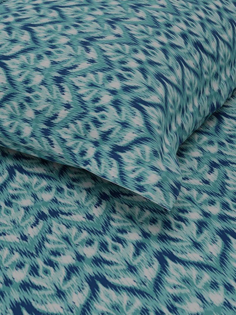 Extra Smooth Polycotton Single Bedsheet With 1 Pillow Cover <small> (abstract-teal)</small>