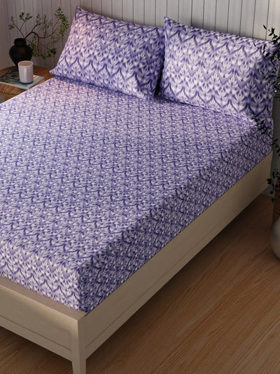 Extra Smooth Cotton Double Bedsheet With 2 Pillow Covers <small> (abstract-lilac)</small>