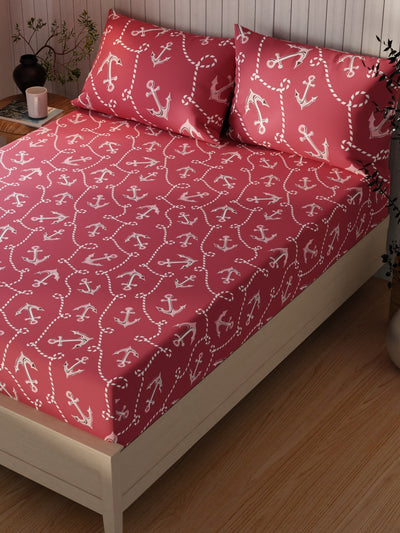 Extra Smooth Cotton Double Bedsheet With 2 Pillow Covers <small> (ornamental-burgundy)</small>