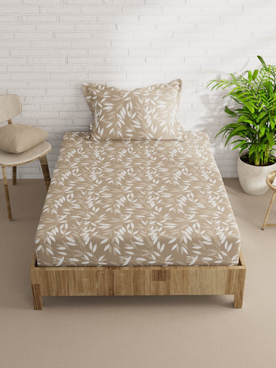 Extra Smooth Micro Single Bedsheet With 1 Pillow Cover <small> (floral-tan)</small>
