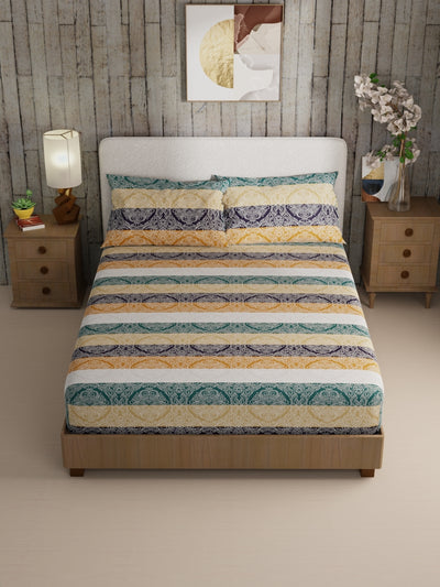 Bamboo Micro King Bedsheet With 2 Pillow Covers <small> (abstract-multi)</small>