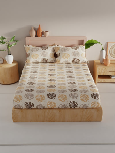 Bamboo Micro King Bedsheet With 2 Pillow Covers <small> (floral-cream/multi)</small>