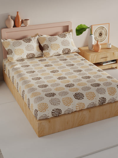 Bamboo Micro King Bedsheet With 2 Pillow Covers <small> (floral-cream/multi)</small>