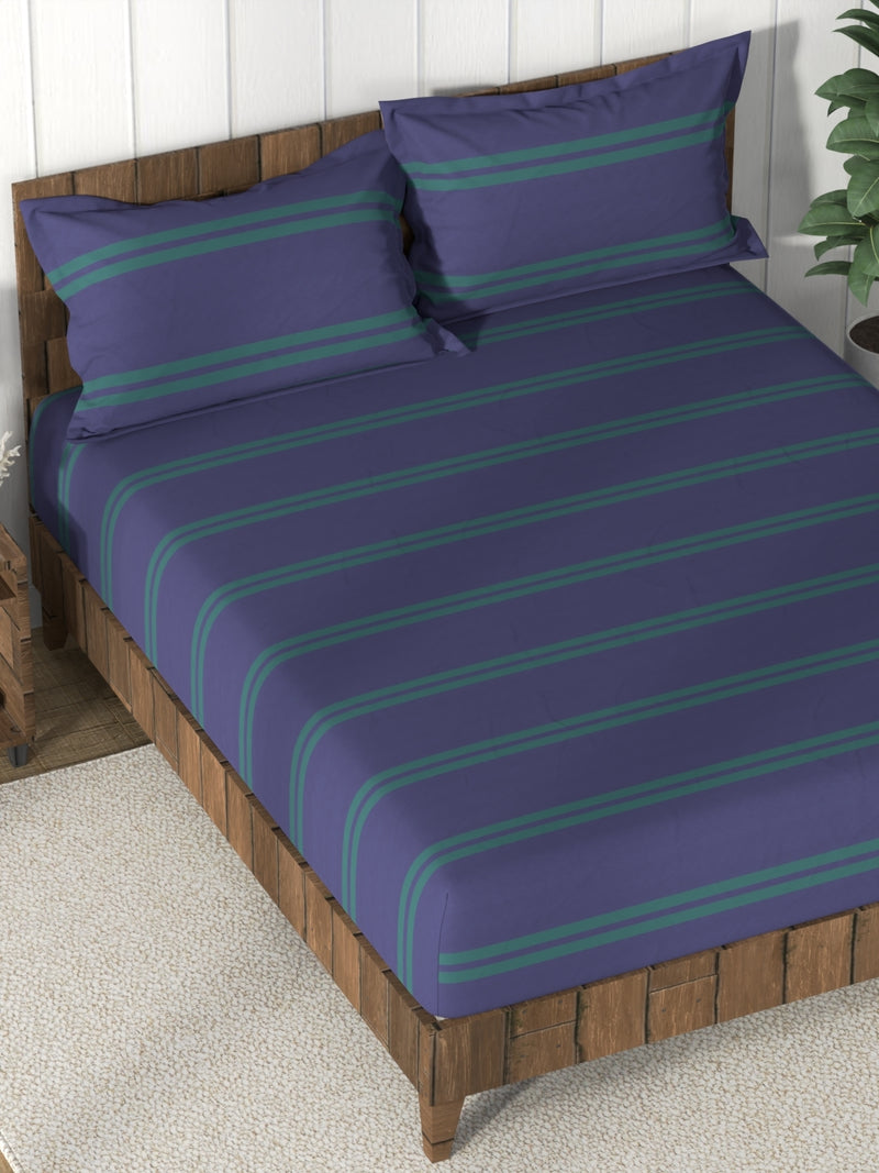 Super Soft 100% Cotton King Bedsheet And 2 Pillow Covers <small> (checks-green)</small>