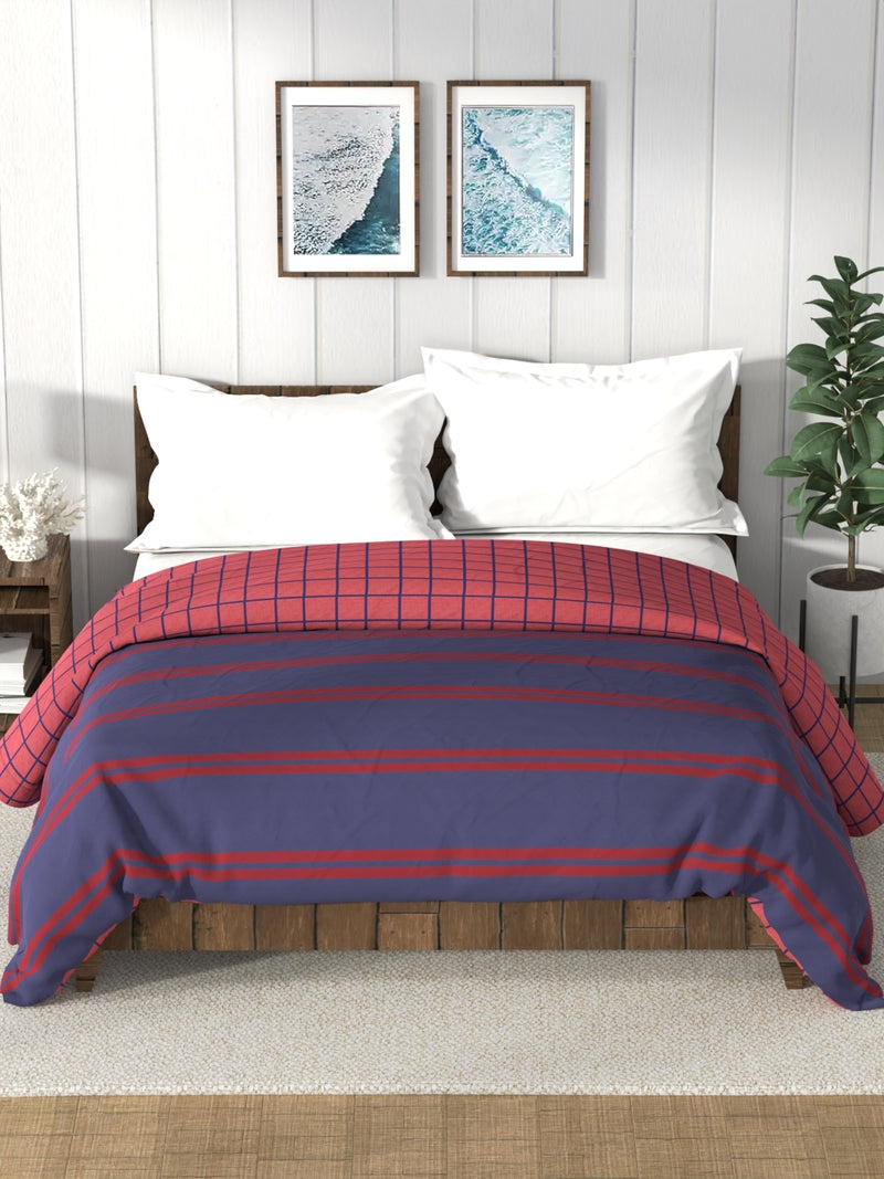 Super Soft 100% Cotton Fabric Comforter For All Weather <small> (checks-blue/red)</small>