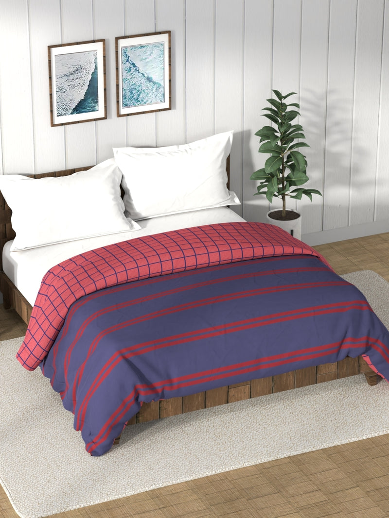 Super Soft 100% Cotton Fabric Comforter For All Weather <small> (checks-blue/red)</small>