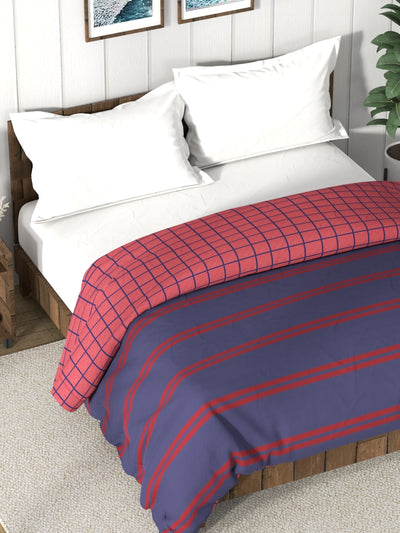 Super Soft 100% Cotton Fabric Comforter For All Weather <small> (checks-blue/red)</small>