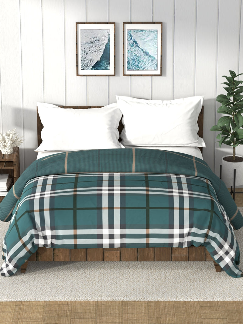 Super Soft 100% Cotton Fabric Comforter For All Weather <small> (checks-green)</small>