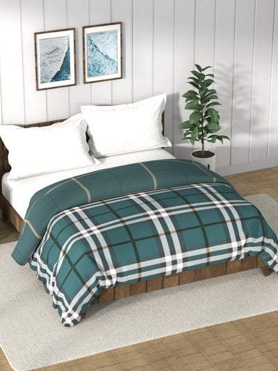 Super Soft 100% Cotton Fabric Comforter For All Weather <small> (checks-green)</small>