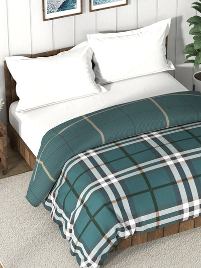 Super Soft 100% Cotton Fabric Comforter For All Weather <small> (checks-green)</small>