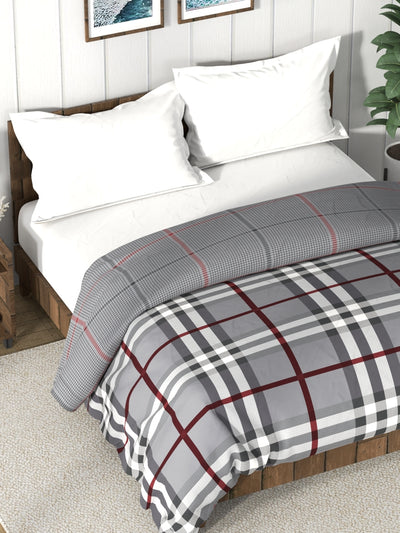 Super Soft 100% Cotton Fabric Comforter For All Weather <small> (checks-steelgrey)</small>