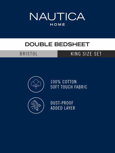 Super Soft 100% Cotton King Bedsheet And 2 Pillow Covers <small> (stripe-blue/black)</small>