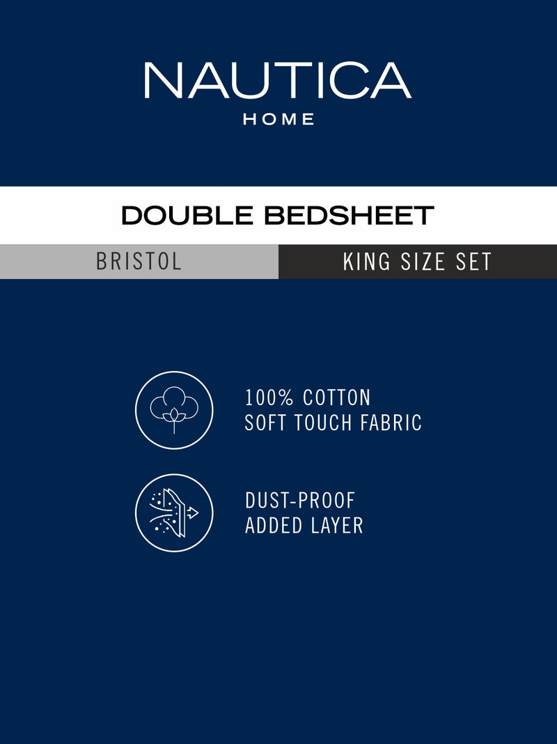 Super Soft 100% Cotton King Bedsheet And 2 Pillow Covers <small> (stripe-blue/red)</small>