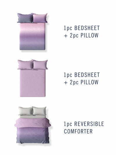 Super Soft 100% Cotton Double Comforter With 1 King Bedsheet And 2 Pillow Covers For All Weather <small> (solid-lilac)</small>