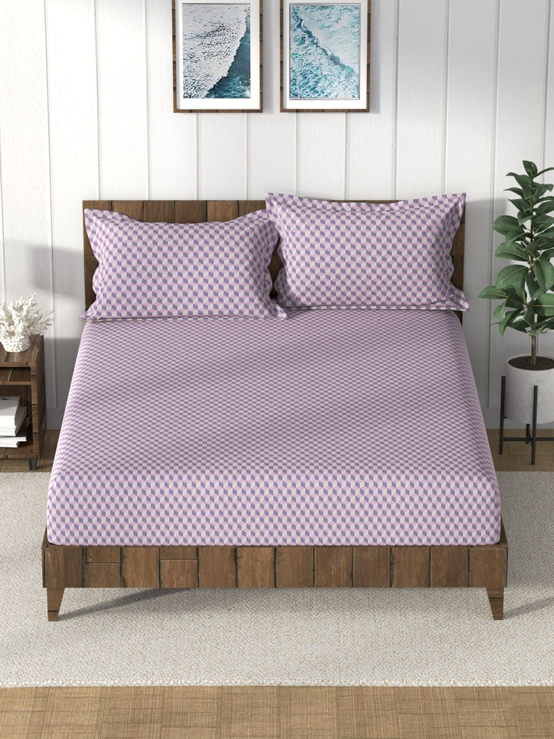 Super Soft 100% Cotton King Bedsheet And 2 Pillow Covers <small> (solid-lilac)</small>