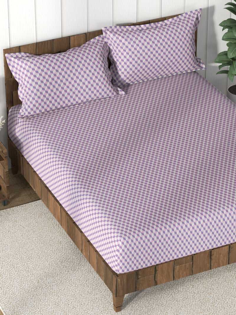 Super Soft 100% Cotton King Bedsheet And 2 Pillow Covers <small> (solid-lilac)</small>