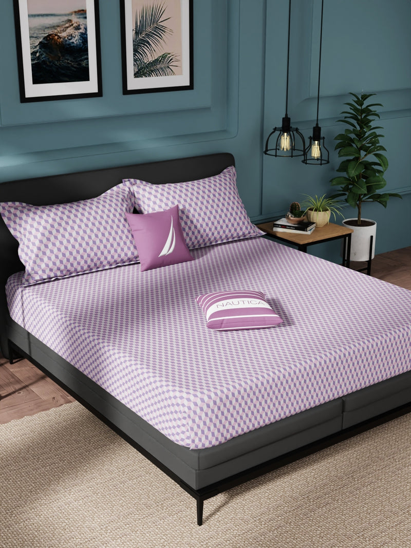 Super Soft 100% Cotton King Bedsheet And 2 Pillow Covers <small> (solid-lilac)</small>