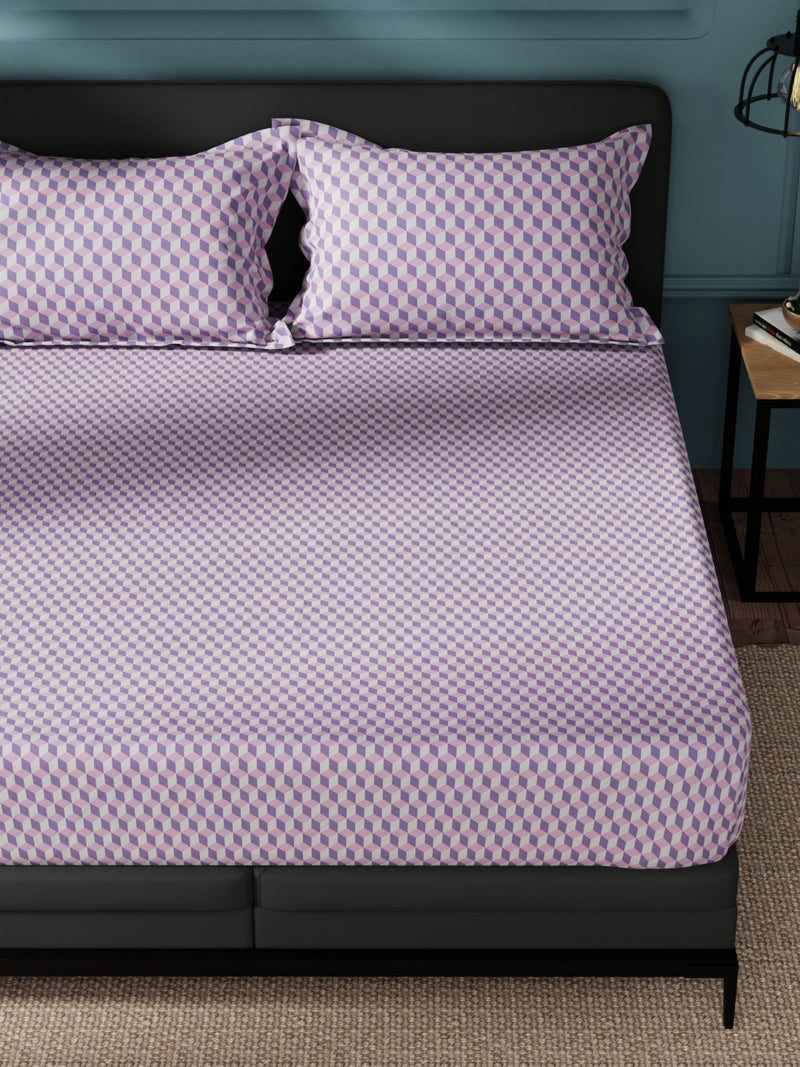 Super Soft 100% Cotton King Bedsheet And 2 Pillow Covers <small> (solid-lilac)</small>