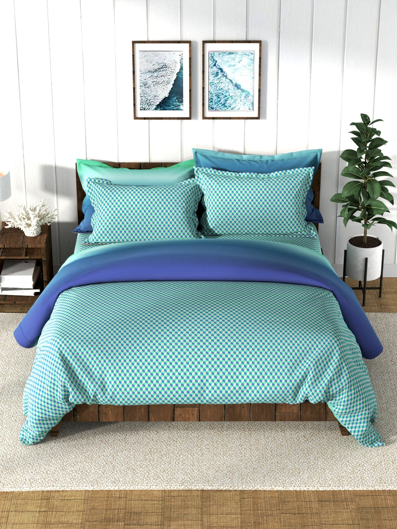 Super Soft 100% Cotton Double Comforter With 1 King Bedsheet And 2 Pillow Covers For All Weather <small> (solid-blue/multi)</small>