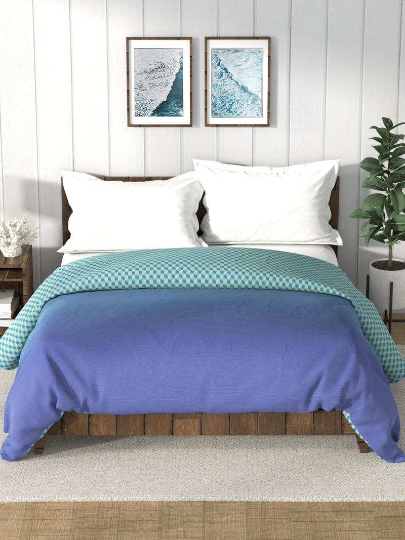 Super Soft 100% Cotton Fabric Comforter For All Weather <small> (solid-blue/multi)</small>