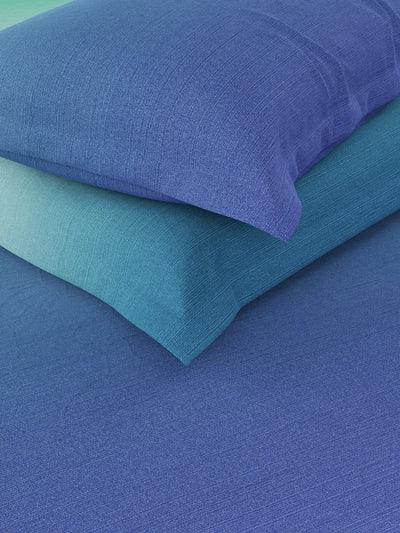 Super Soft 100% Cotton King Bedsheet And 2 Pillow Covers <small> (solid-blue/green)</small>