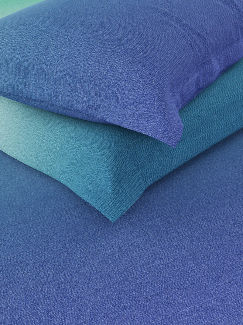 Super Soft 100% Cotton King Bedsheet And 2 Pillow Covers <small> (solid-blue/green)</small>